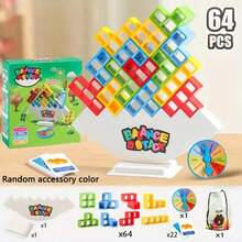 16/32/48/64pcs Balancing Strategy Stacking Game, Balancing Blocks, Tabletop Game, Fun Party Interactive Game, Entertaining Parent-Child Interactive Game, Suitable For Family Game Night And Youth Parties, Party Gathering Atmosphere-Enhancing Interactive Toy (Random Color) - Multicolor - View 13