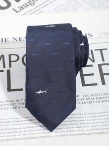 1pc Navy Blue Handmade Necktie, Versatile Minimalist Fashion Accessory - Multicolor - View 1