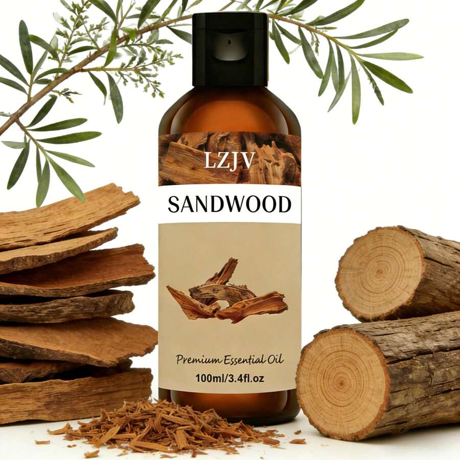 Minyak Esensial Cendana 100% Murni dan Premium, Minyak Aromaterapi Alami, Cocok untuk Diffuser, Lilin, dan Pelembap Udara - Penyegar Udara Rumah dan Mobil yang Menenangkan, Kemasan Aroma Hutan Eksotis, Aroma Minyak Esensial. Pelembap Udara Minyak Esensial Dapat Digunakan untuk Tidur dan Lingkungan Mobil. - Minyak esensial cendana - View 1