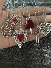 6pcs Vintage Gothic Style Necklaces, Star & Moon Pendants, Punk Hip-Hop Hala Pendants, Unisex Fashion Jewelry, Suitable For Daily Wear And Special Occasions, Ideal Gifts For Valentine's Day, Easter, Halloween - Punk Necklace 6-piece Set - View 18