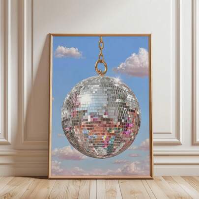 1pc, Canvas Wall Art, Framed Wall Art, Disco Mirror Ball Pattern, Multi-Style Home Decor Colorful Wall Art, College Style Dorm Decor, Modern Minimalist Stylish Apartment Decorative Paintings, Room Decor Aesthetics, Dorm Room Decor, Apartment Decor, Kitchen Decor, Office Decor, Collegiate Style Poster, Living Room Decor, Bathroom Decor