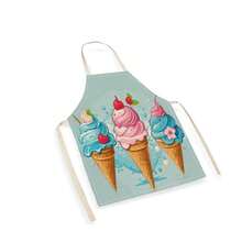 1pc Ice Cream Pattern Apron, Creative Funny Fashion Printed Apron, Home Cleaning Apron, Easy Clean Kitchen Cooking Apron, Creative Home Apron - Multicolor - View 6