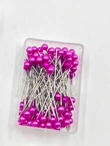 100pcs Pearl Straight Pins In Box, Suitable For Sewing, DIY Crafts, Positioning And Fixing Pins, Fashion Accessory Design, Multi-Color Options: Red, Yellow, Green, Sky Blue, Black, Pink, Fuchsia, White, Colorful - Colored Boxed Pearlescent Needles - View 7