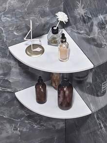 3件套转角壁挂架，木质悬浮转角置物架，壁挂式储物展示架，适用于电视配件、显示器、音箱、机顶盒、游戏机（19厘米，白色） - 彩色 - 查看 7