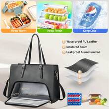 LOVEVOOK Women's Lunch Tote Bag Insulated Laptop Briefcase With Lunch Compartment 15.6-Inch 2-In-1 Lunch Tote Spacious Computer Bag Ideal For Professionals, Teachers, Nurses, Office Use & Casual Occasions - 查看 2