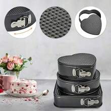 Non-Stick Carbon Steel Cake Molds, Baking Pans In Heart, Round, Square Shapes With Removable Bottom, Baking Mold Set, Kitchen Accessories - View 3