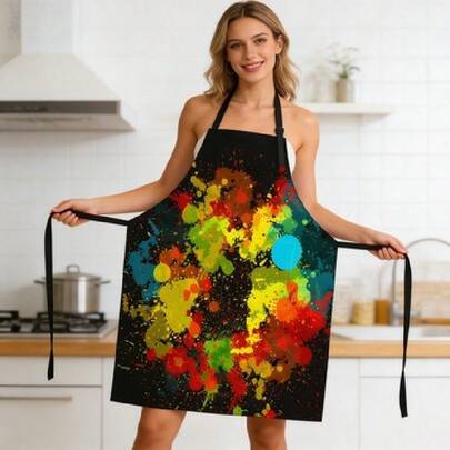 Graffiti Apron With Pockets For Women, Adjustable Chef Apron For Men & Women, Suitable For Kitchen, Cooking, Barbecue, Painting