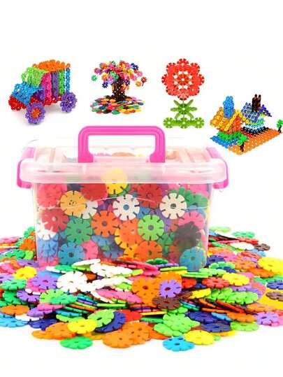 50/100/200pcs Colorful Snowflake Building Blocks With Numbers & Letters, Winter Themed Construction Toys, Suitable For Back To School, New Year Gifts, Birthday Gifts, Holiday Designs, Children Building Toys