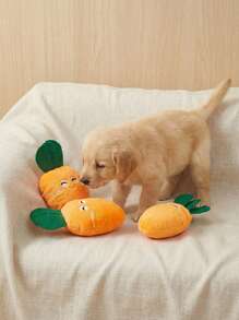 PETSIN 1 Đồ chơi âm thanh sang trọng cho thú cưng, Đồ chơi sang trọng cho thú cưng Mèo Cà rốt, Chỉ dành cho thú cưng - trái cam - Xem 2