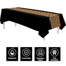Cheetah Print Leopard Party Decorations Tablecloth 3Pcs Disposable Black And Leopard Birthday Party Supplies Table Cover Printed Table Runner For Birthday Bridal Shower Wedding 55in X 86in - Nhiều màu - Xem 3