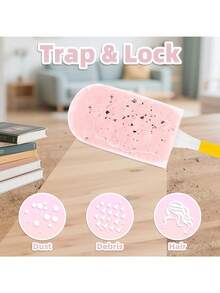 10pcs Heavy Duty Thick Disposable Pink Dust Cleaning Replacement Heads, Paired With 1 Handle, 360° Multi-Surface Coverage Disposable PP Electrostatic Duster, Detachable Brush Head Suitable For Furniture Crevices, Appliance Edges, Wall Lines And Other Narrow Spaces, Deep Cleaning Desktops, Bookshelves, Washing Machines, Furniture, Cars, Keyboards, Pet Hair - Multicolor - View 8