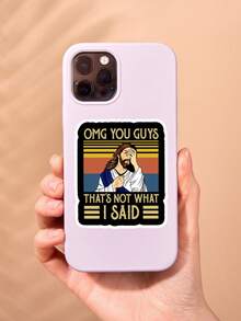 1张卡通耶稣捂脸哑光搞笑贴纸 - “我的天哪，我不是那个意思” - 动漫主题行李箱、窗户、笔记本电脑、笔记本、手机、保险杠、头盔贴纸，美观文具用品 - jesus - 查看 4