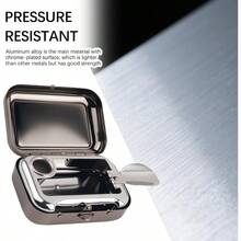Car Portable Ashtray With Lid Design, Car Ashtray With Built - In Round Slot Small Stand Placing Cigarettes, Aluminum Alloy Accessories Pocket Ashtrays Travel - Initial - View 3