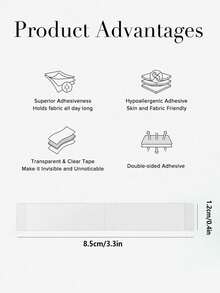 108/72/36卷双面胶带，防水时尚服装胶带，亲肤织物胶带，强力粘性人体胶带，透明，适合所有肤色 - 防走光貼 - 查看 10