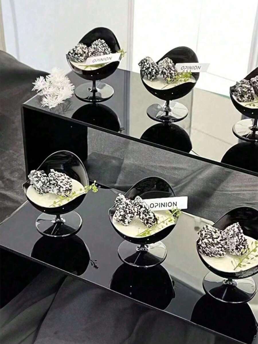 Cake Cups, Plastic Ice Cream Cup, Cold Brew Yogurt, Yogurt Mousse Cup, Black Pudding Cup, Creative Black Dessert Cup, Plastic Ice Cream Cup For Fruit Cakes, Mousses And Ice Creams, Fruit Bowls, Mousse Containers, Fashionable Serving, Modern Dessert Utensils, Lightweight Cups, Durable Plastic, Dessert Containers, Home Bakers, Catering - Black - View 1