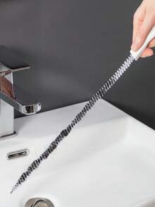 1支浴室毛发堵塞清洁刷，水槽和排水管清洁器，柔性清洁刷，疏通剂 - 白色 - 查看 2