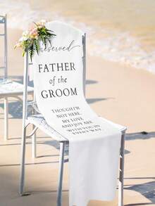 1pc Groom Father Wedding Memorial Reserved Seat Card, Solemn Tribute To Parents In Heaven, Wedding Celebration Linen Memorial Plaque, Memorial Gift, Memorial Seat - Multicolor - View 5
