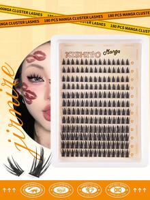 Manga Cluster Lashes Kit Natural Lash Clusters Wispy Individual Eyelashes 180pcs Spiky Eyelash Clusters C Curly,Individual Eyelashes Wispy Lash Clusters Kit D Curl Eyelashes Individual Kit Natural Lash Extension Kit With Russian Cluster Lashes Glue Bond And Seal And Lash Tweezers - Multicolor - View 3