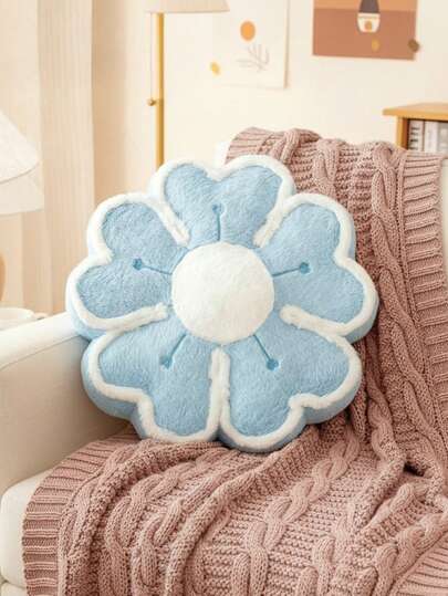 1PC Flower Pattern Pillow, Cute Sweet Style Soft Plush Fabric Flower-Shaped Heart Petal Detail Decorative & Comfort Support Cushion - Ideal For Valentine's Day, Bedroom & Sofa Home Decor, Year-Round Daily Use