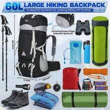 60L Hiking Backpack With Rain Cover Waterproof Large Camping Rucksack For Men Women Backpacking Backpack Lightweight Trekking Walking Travel Backpack Rucksack For Outdoor Sports - Multicolor - View 7