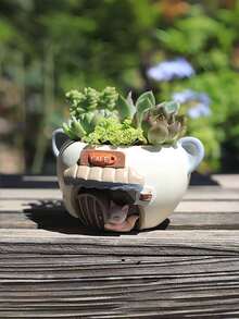 Cute Animal Shaped Succulent Planter, Resin Cartoon Mini Flower Pot With Drainage Hole, Rustic Style Creative Planter, Suitable For Indoor/Outdoor Garden, Windowsill, Desk Decor, Perfect Housewarming Gift (Plants Not Included) - Multicolor - View 9