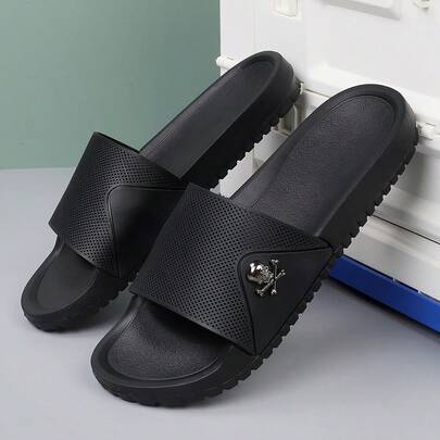 1 Pair (Size 38-49) New Spring/Summer Black Unisex Sandals, Extra-Light Breathable Non-Slip Durable, Arabic Style Slippers, Suitable For Indoor, Outdoor, Beach, Wading