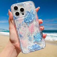 1PC Ocean Turtle Pattern Air Cushion Phone Case For  16 15 13 12 11 14 Pro Max Mini XR XS 7 8 14 15 Plus Transparent Protective Cover  17 Pro Caseiphone 17 Pro Case - 混合顏色 - 查看 3