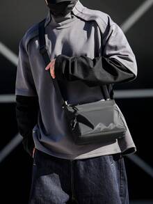 Bolso bandolera casual y minimalista de moda para hombre, mochila suave de un solo hombro para deportes - Negro - Ver 2