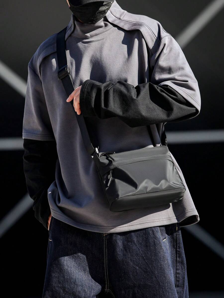 Bolso bandolera casual y minimalista de moda para hombre, mochila suave de un solo hombro para deportes