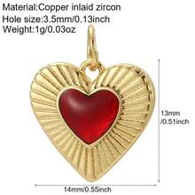 1个铜质时尚优雅迷你心形吊坠，DIY手链项链耳环首饰配件 - 彩色 - 查看 35