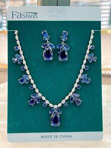 3pcs Zirconia Luxury Necklace, Earrings & Pink Tulip Jewelry Set, Fashionable Blooming Outfit Accessory - Multicolor - View 21