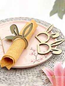 Cute Wooden Napkin Rings | Easter Bunny Design, Ideal For Easter And Rabbit Themed Parties | Wooden Material, No Assembly Required - Multicolor - View 2