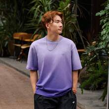 Adidas Originals Men's Dip Dye Short Sleeve T-Shirt, Knit Crew Neck Tee TKH1076 - Purple - View 1