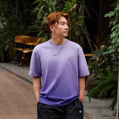 Adidas Originals Camiseta de manga corta con efecto tie-dye para hombre, camiseta de cuello redondo de punto TKH1076