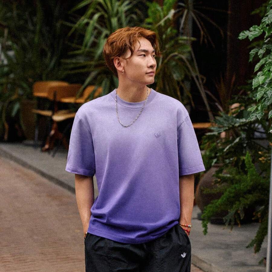 Adidas Originals Men's Dip Dye Short Sleeve T-Shirt, Knit Crew Neck Tee TKH1076 - Purple - View 1