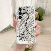 涂鸦风格时尚问号图案不对称奶油色手机壳，适合日常使用，兼容 17 Pro/17 Pro Max/17 Air/17/16 e/16/15/14/13/12/11 和 Galaxy S23/S24/S25/S26/A57/A37/A17/A07 系列 - 白色 - 查看 5