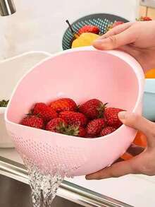 1pc Multi-Functional Plastic Rice Washing Bowl, Rice Washer, Vegetable Basket, Fruit & Vegetable Drainer - Suitable For Healthy Meal Prep And Efficient Kitchen Use, Practical Kitchen Tool - Multicolor - View 11