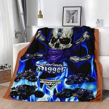 1PC 3D Monster Jam Monster Truck Cartoon Blanket, Edgy Gift For Motorsports Fans, Themed Man Cave Decor, Retro Sci-Fi Party Accent & Race Day Souvenir,Soft Throw Blanket For Home Bedroom Bed Sofa Picnic Travel Office Cover Blanket, Multiple Sizes 50x60 To 60x80 Inches - Nhiều màu 30 - Xem 3