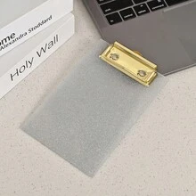 1个银色/粉色/紫色闪光亚克力迷你备忘录夹，书写板钢夹，笔记本夹，压力夹，扁平夹，菜单夹，学生/秘书夹，多功能办公文件夹 - 文件夾書寫板 - 查看 6