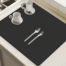 Soft Polyurethane Diatomaceous Earth Kitchen Mat - Absorbent And Non-Slip Mat For Sinks, Bowls, And Chopsticks - Black - View 2