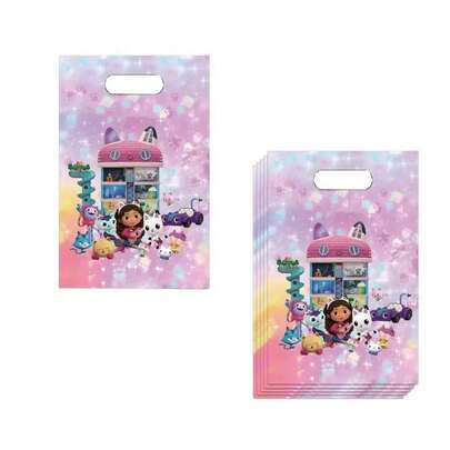 1set/10pcs Gabby Dollhouse Gift Bag Loot Bag Girls Birthday Party Supplies Cat Decorations Gift Party Favors Decoration,Perfect Holiday Gift, Easter Gift, Gift For Fans And Friends