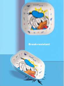 1pc Disney Cartoon Square Plate, Heat-Resistant Tableware, Cute Creative Household Plate, Melamine Plate, Quadrilateral Dishware Suitable For Hot And Cold Food - Multicolor - View 4