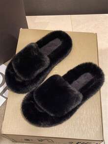 2026 New Women's Winter Thick Sole High Heel Fluffy Slippers, Furry House Slippers, Platform Office Slippers - Women's Slippers - View 8