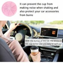 4PCS Silicone Car Coasters, Unique Spider Web Non - Slip Car Cup Holder Coaster Car Interior Accessories, Universal 2.75 Inch Car Drink Coaster Women Men (Pink) - A - 查看 7