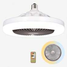 Ventilador de Techo De 3 Velocidades y Lampara LED, Instalación de Socket, Con Control Remoto, Para Habitación, Sala, Oficina, Taller, Cocina, Silencioso y Compacto - Tipo de Enchufe A USA (110-127V) - Ver 2