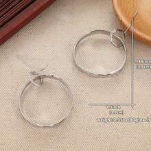 一对经典复古手工圆形耳环，适合女士日常休闲和派对佩戴 - 銀色 - 查看 6