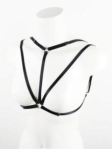 1pc Gothic Elastic Body Cage Adjustable Hollow Sexy Lingerie Bustier, Halloween Party Outfit For Women - A - View 6