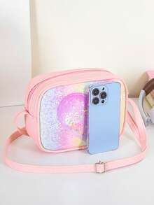 1 unidade. Esta elegante e brilhante mini bolsa transversal em formato de coração possui fecho de zíper em PU e é incrivelmente versátil, complementando facilmente diversos estilos. Seja para passeios diários, compras ou fotografia, é uma escolha ideal, adequada para todas as estações e um presente perfeito para adolescentes. - Multicolorido - Ver 9