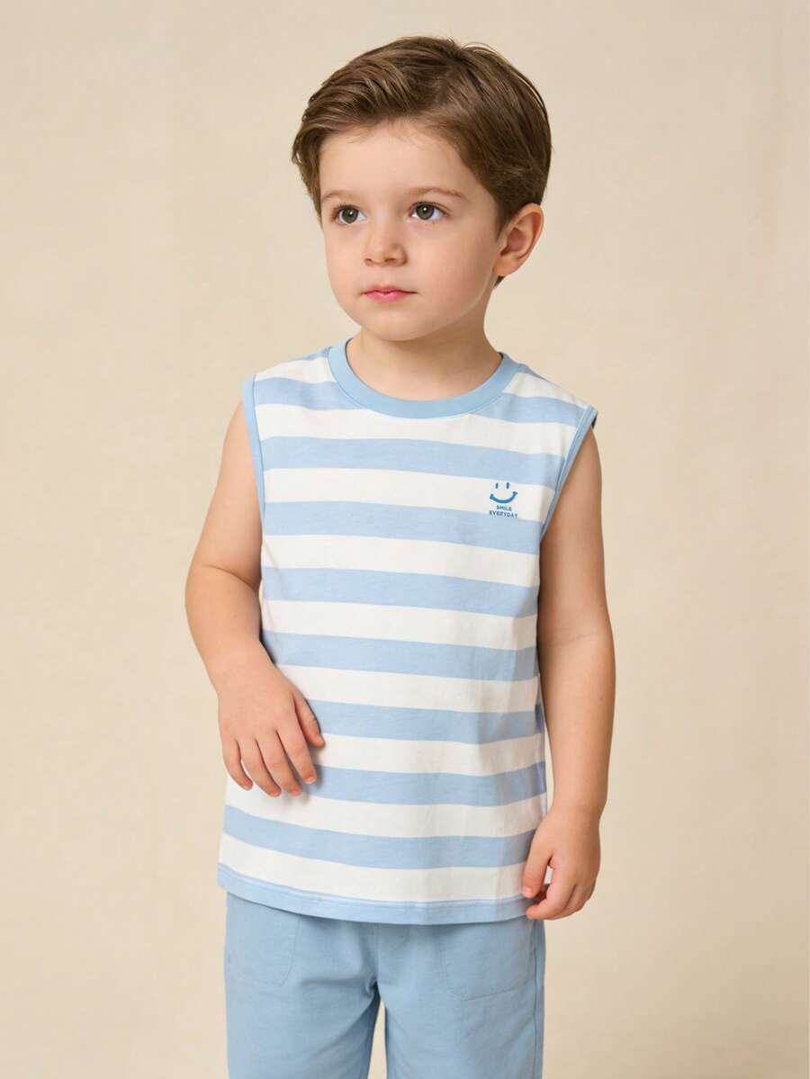 Balabala Unisex Sleeveless Top, Breathable Quick-Dry Fabric, Soft & Comfortable, Summer Tank Top - White and Blue - View 1