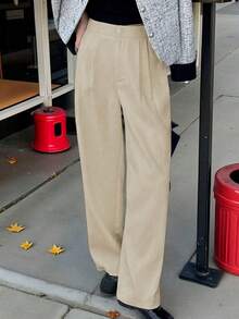 SV Wide Leg Striped Tailored Pantaloons - 杏 - 查看 3